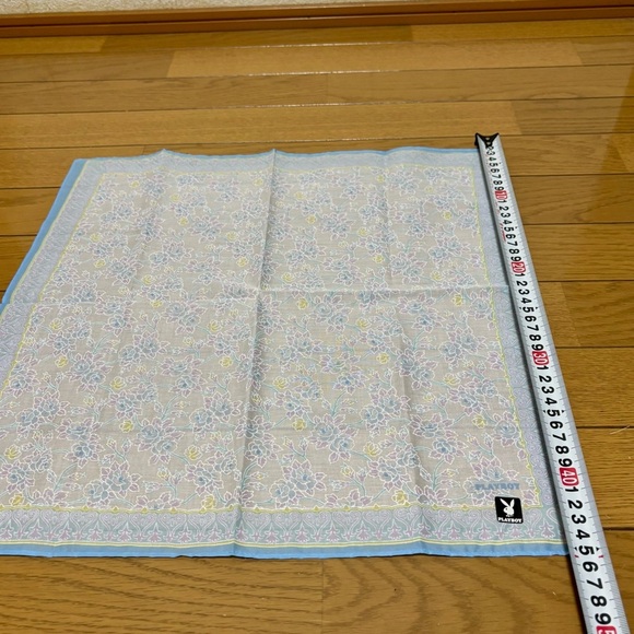 Playboy Floral Patterned Handkerchief/Bandana with Blue Border 45cm x 45cm - Picture 5 of 12
